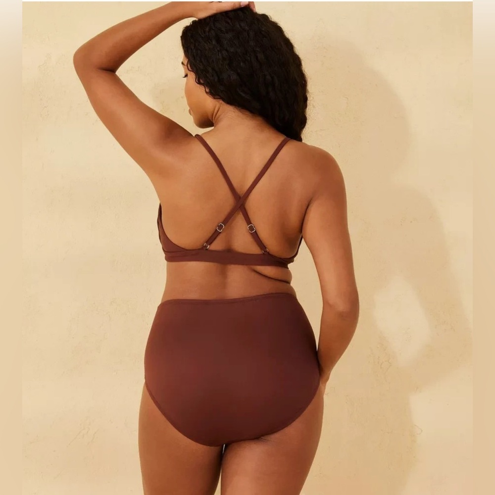 Shade & Shore - Women’s Shirred High Waist Full Coverage Bikini Bottom - COPY - Picture 5 of 12